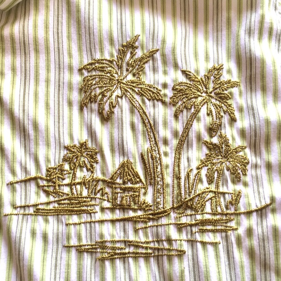 Boys Green Striped Button Down Polo Sz 7 - Picture 6 of 7